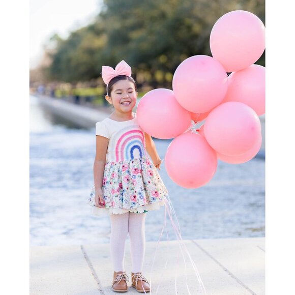 Sz 8 and 10 Girl August Boho Floral Rainbow dress and shorts NWT - Picture 10 of 13